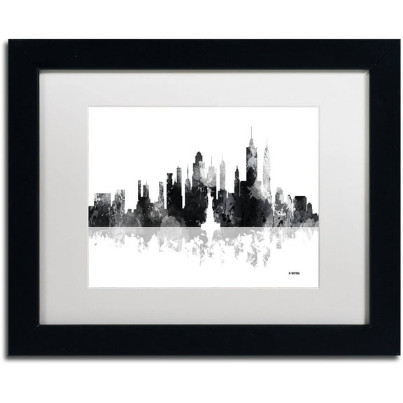 Trademark Fine Art "New York New York Skyline BG-1" Canvas Art by Marlene Watson, White Matte, Black Frame