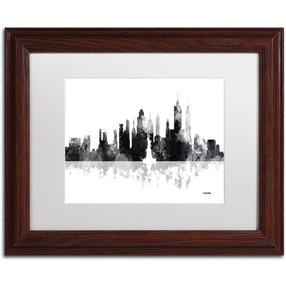 Trademark Fine Art "New York New York Skyline BG-1" Canvas Art by Marlene Watson, White Matte, Wood Frame