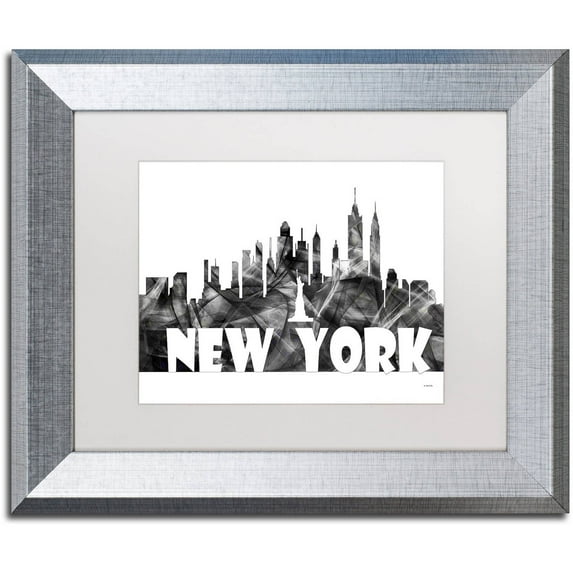 Trademark Fine Art 'New York New York Skyline BG-2' Canvas Art by Marlene Watson, White Matte, Silver Frame