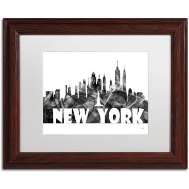 Trademark Fine Art 'New York New York Skyline BG-2' Canvas Art by Marlene Watson, White Matte, Wood Frame