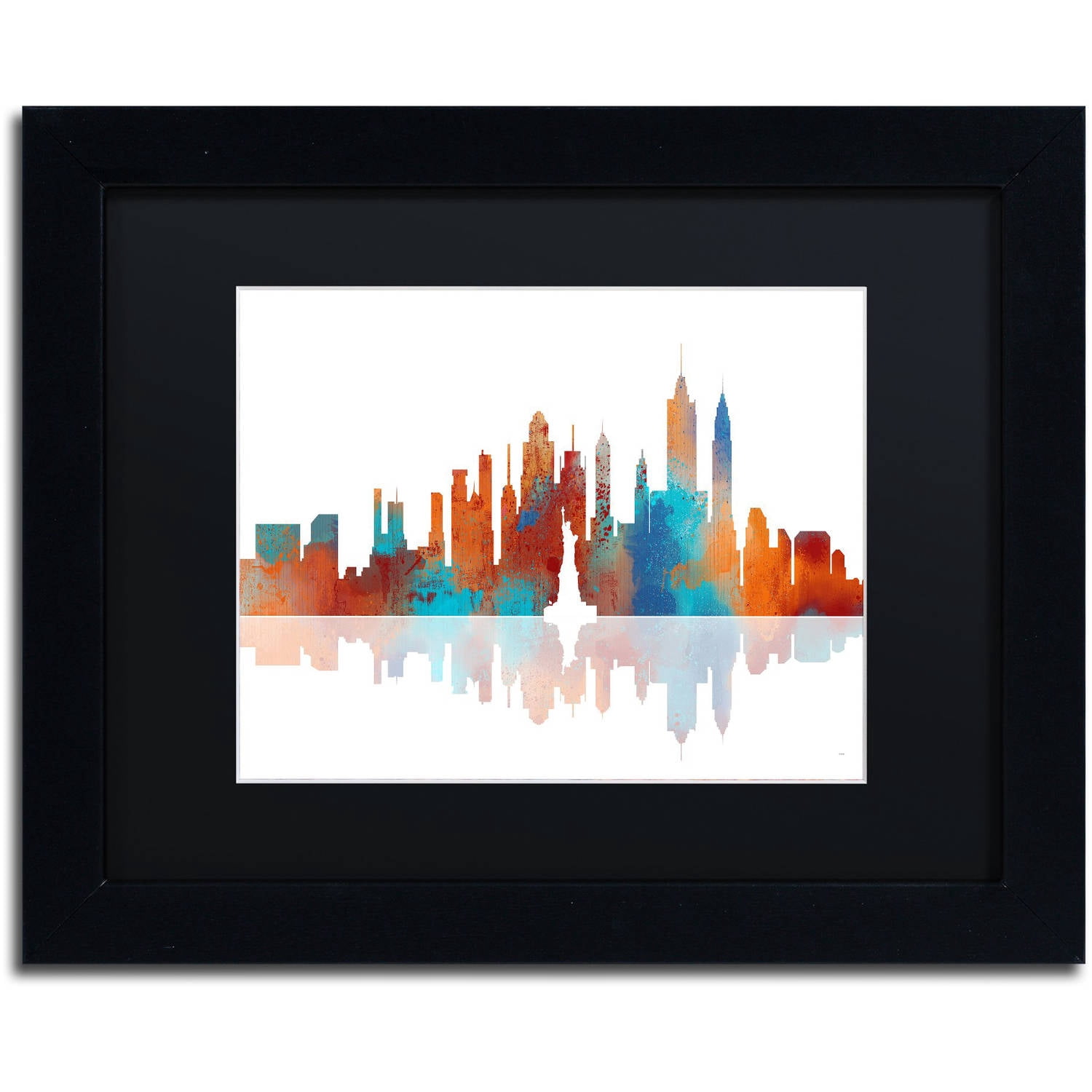 Trademark Fine Art "New York New York Skyline" Canvas Art by Marlene Watson Black Matte, Black Frame