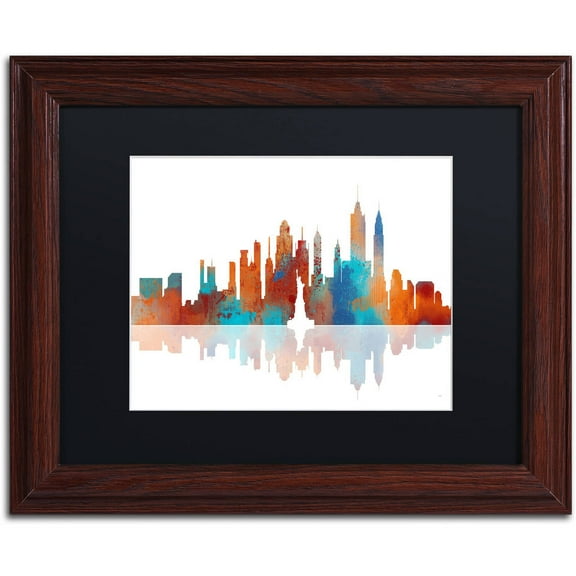 Trademark Fine Art "New York New York Skyline" Canvas Art by Marlene Watson Black Matte, Wood Frame
