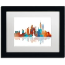 Trademark Fine Art "New York New York Skyline" Canvas Art by Marlene Watson White Matte, Black Frame