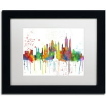 Trademark Fine Art "New York New York Skyline Mclr-1" Canvas Art by Marlene Watson, White Matte, Black Frame