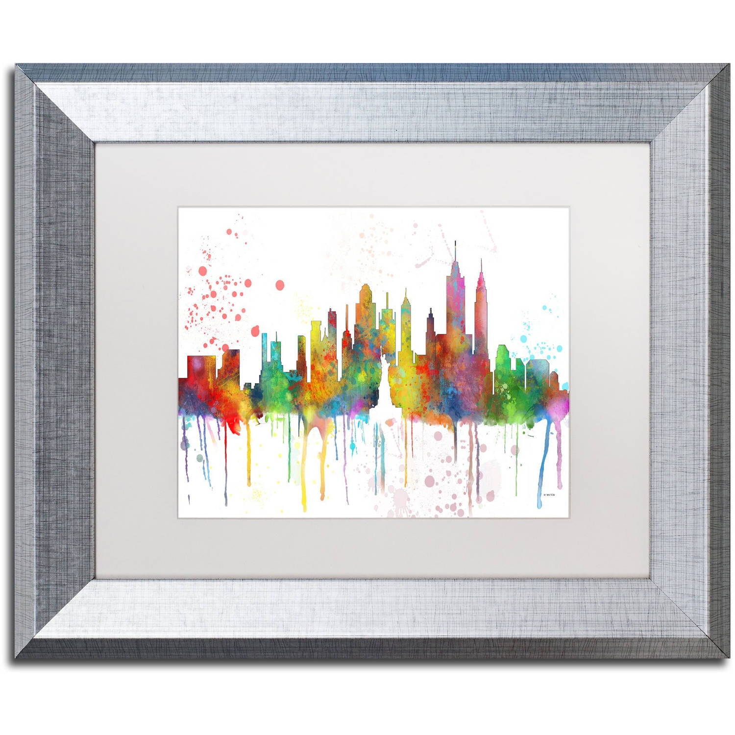 Trademark Fine Art "New York New York Skyline Mclr-1" Canvas Art by Marlene Watson, White Matte, Silver Frame