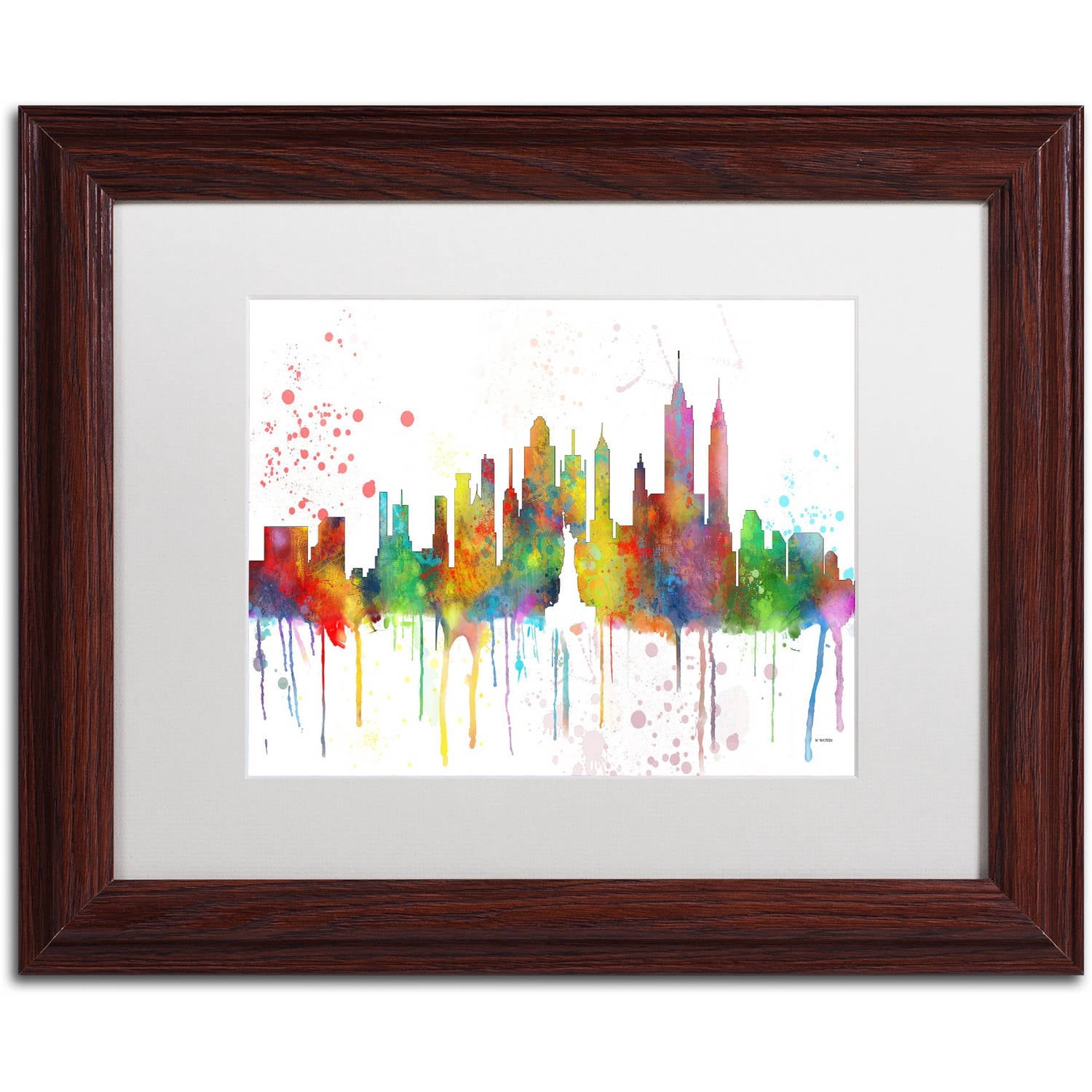 Trademark Fine Art "New York New York Skyline Mclr-1" Canvas Art by Marlene Watson, White Matte, Wood Frame