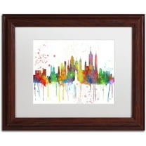 Trademark Fine Art "New York New York Skyline Mclr-1" Canvas Art by Marlene Watson, White Matte, Wood Frame