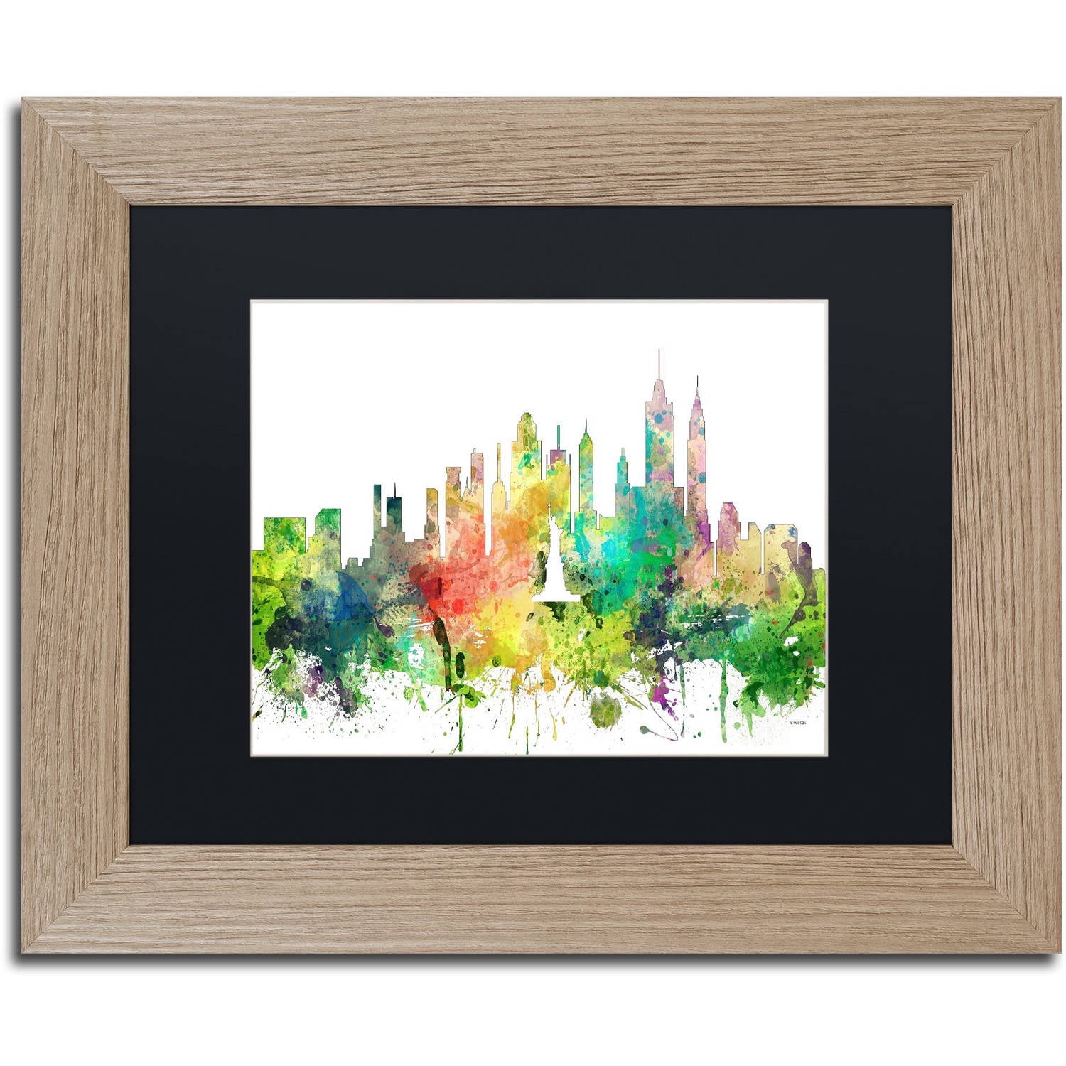 Trademark Fine Art "New York New York Skyline SP" Canvas Art by Marlene Watson, Black Matte, Birch Frame