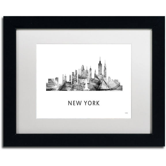 Trademark Fine Art 'New York New York Skyline WB-BW' Canvas Art by Marlene Watson, White Matte, Black Frame