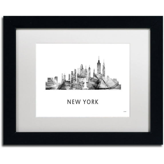 Trademark Fine Art 'New York New York Skyline WB-BW' Canvas Art by Marlene Watson, White Matte, Black Frame