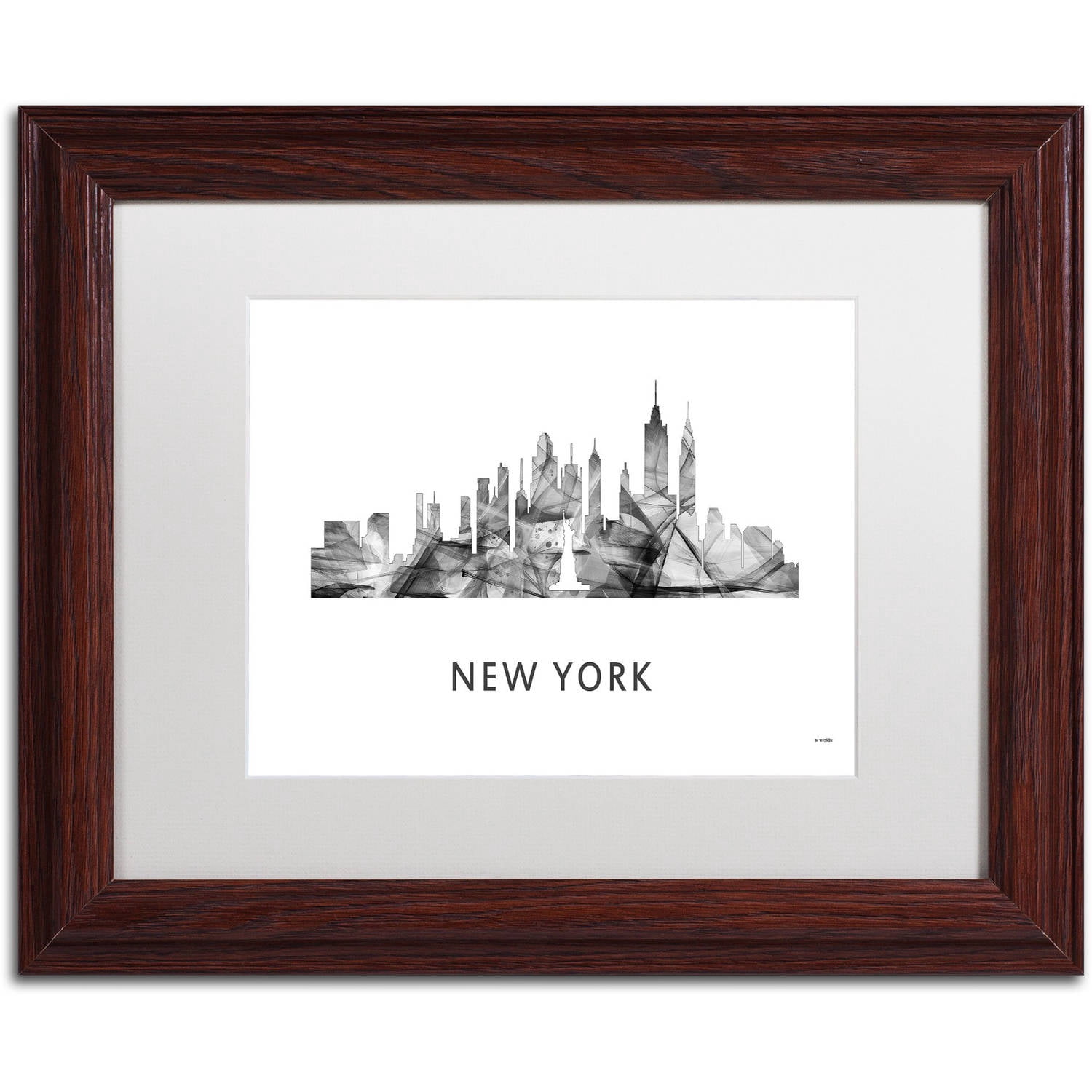 Trademark Fine Art 'New York New York Skyline WB-BW' Canvas Art by Marlene Watson, White Matte, Wood Frame