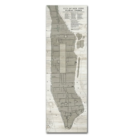 Trademark Fine Art 'New York Parks Map Vertical' Canvas Art by Wild Apple Portfolio
