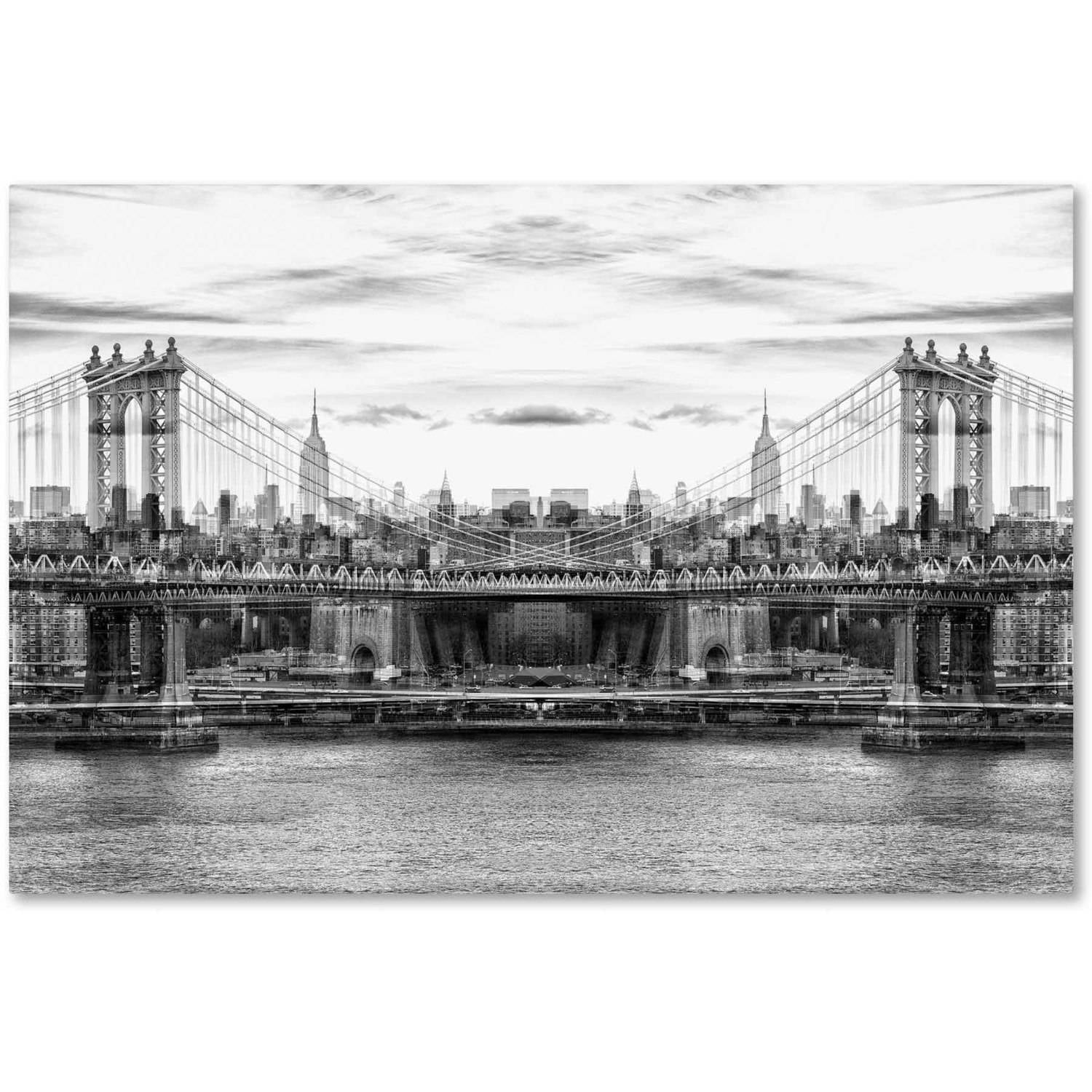 Large Black and White Abstract New York City Canvas Art