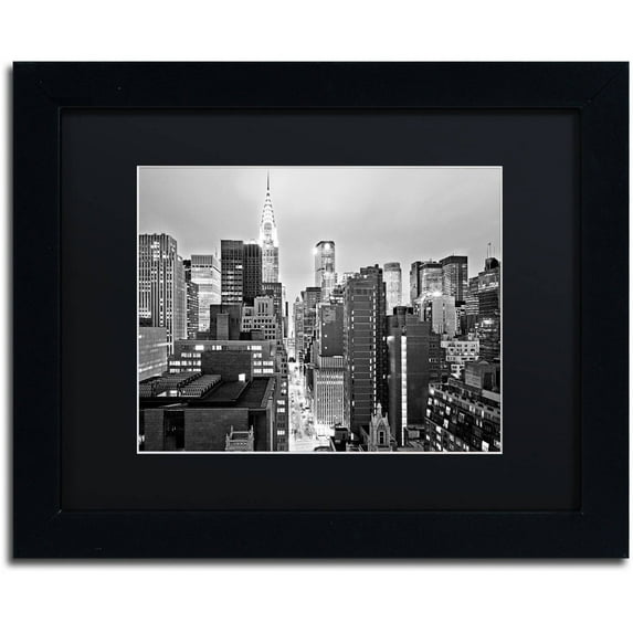Trademark Fine Art "New York Skyline 2" Canvas Art by Preston Black Mat, Black Frame