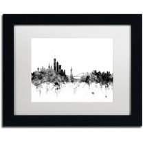 Trademark Fine Art "New York Skyline B&W" Canvas Art by Michael Tompsett, White Matte, Black Frame