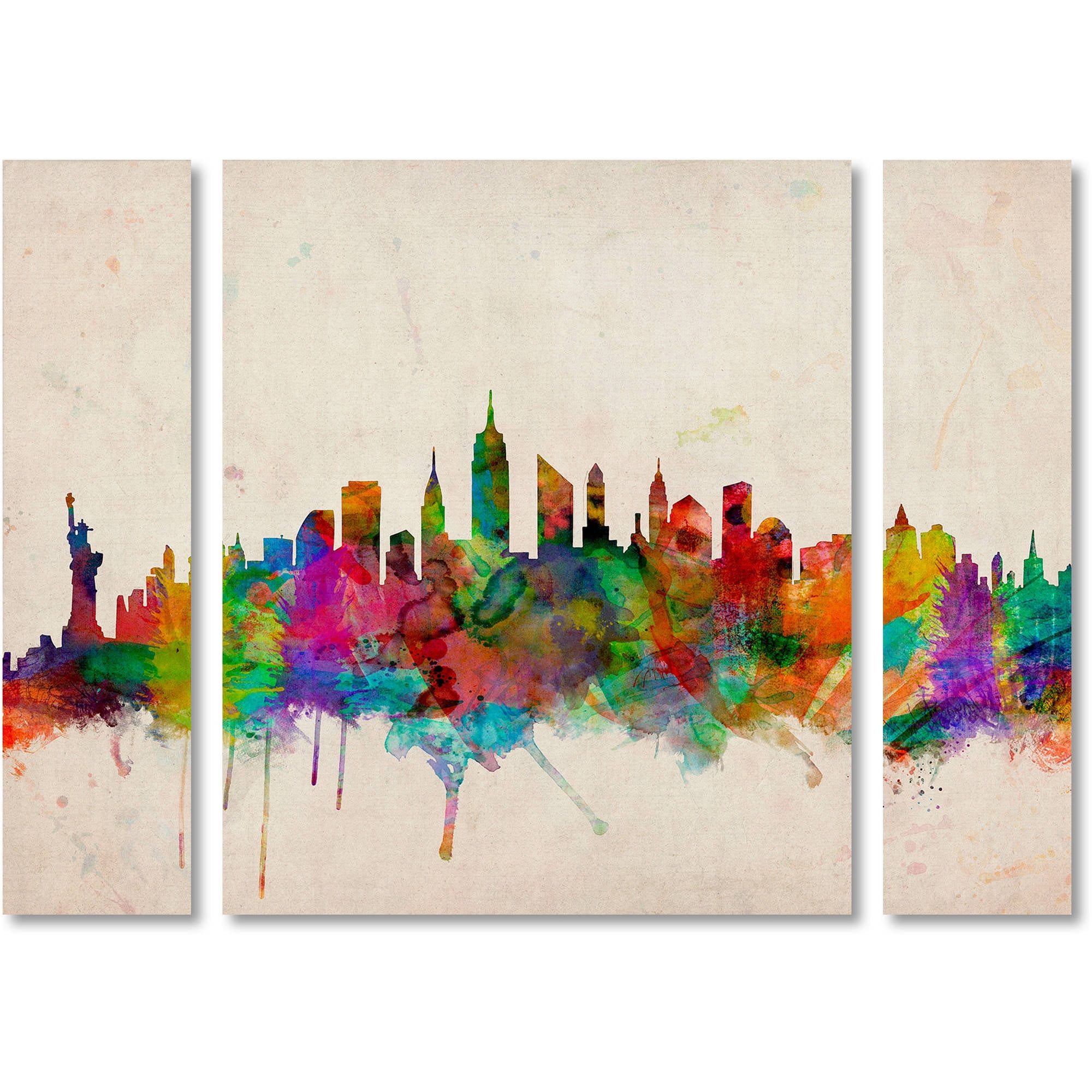Trademark Fine Art "New York Skyline" Canvas Art by Michael Tompsett Three Panel Set