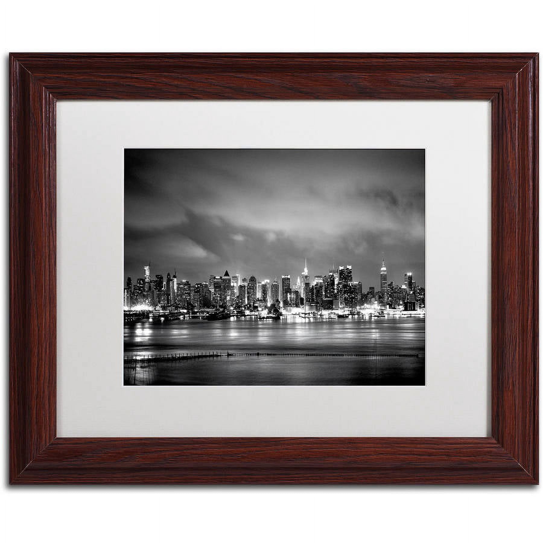 Trademark Fine Art "New York Skyline" Canvas Art by Preston White Mat, Wood Frame