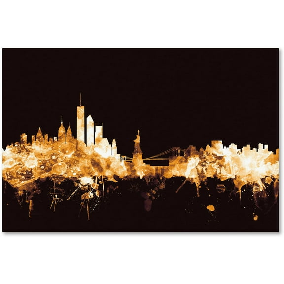 Trademark Fine Art "New York Skyline Gold" Canvas Art by Michael Tompsett