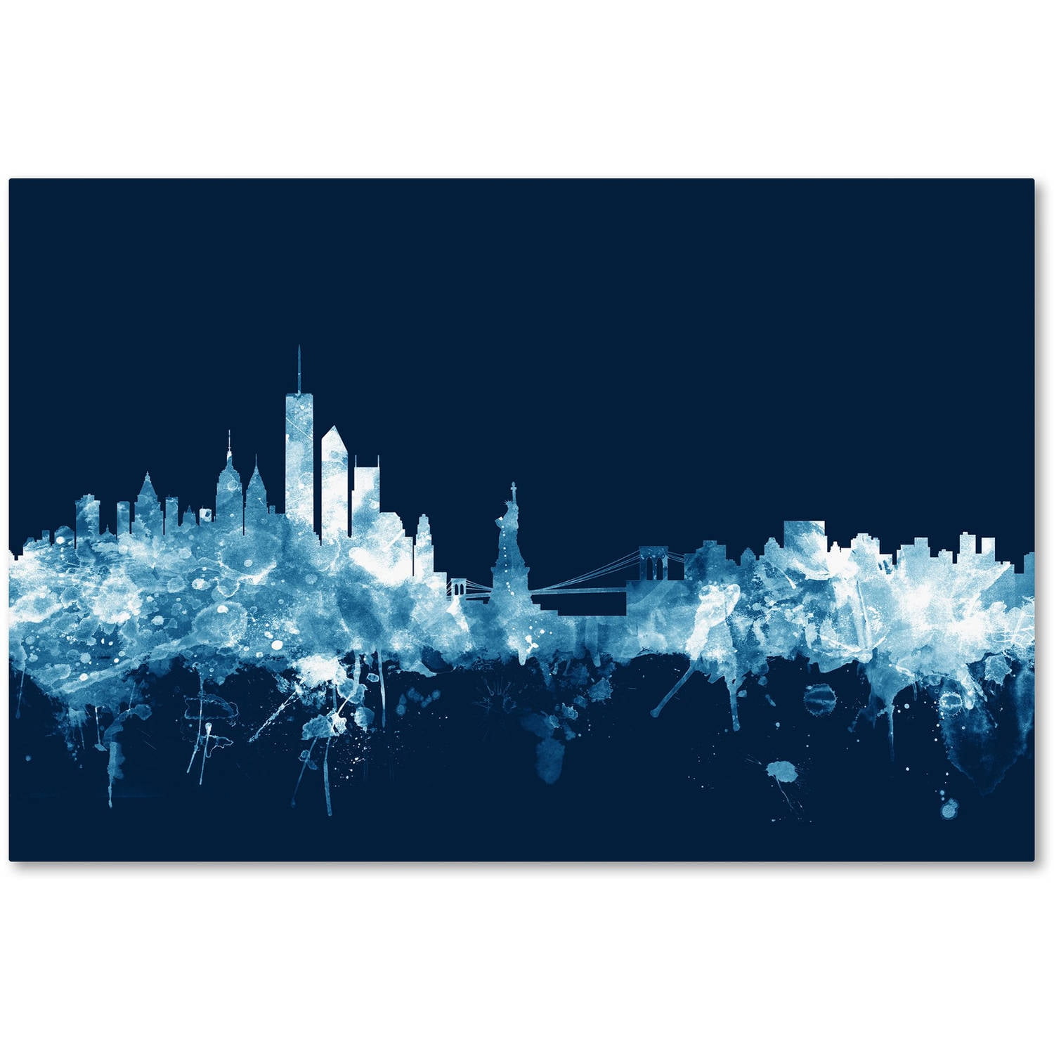 Trademark Fine Art "New York Skyline Navy" Canvas Art by Michael Tompsett