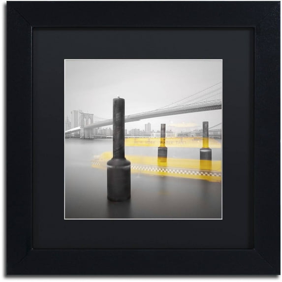 Trademark Fine Art "New York Water Taxi" Canvas Art by Moises Levy Black Matte, Black Frame