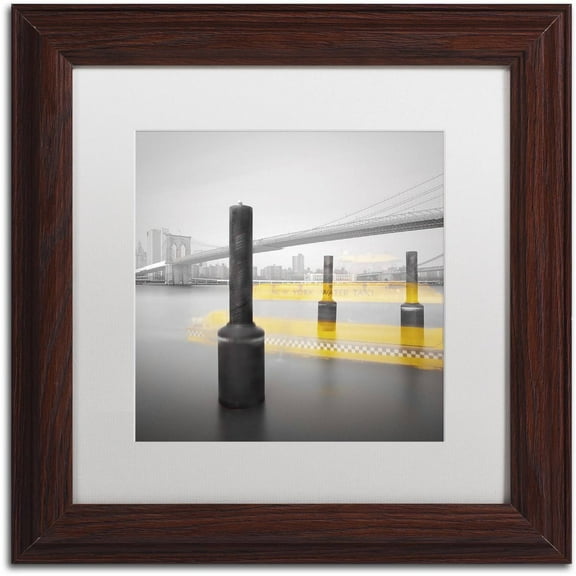 Trademark Fine Art "New York Water Taxi" Canvas Art by Moises Levy White Matte, Wood Frame