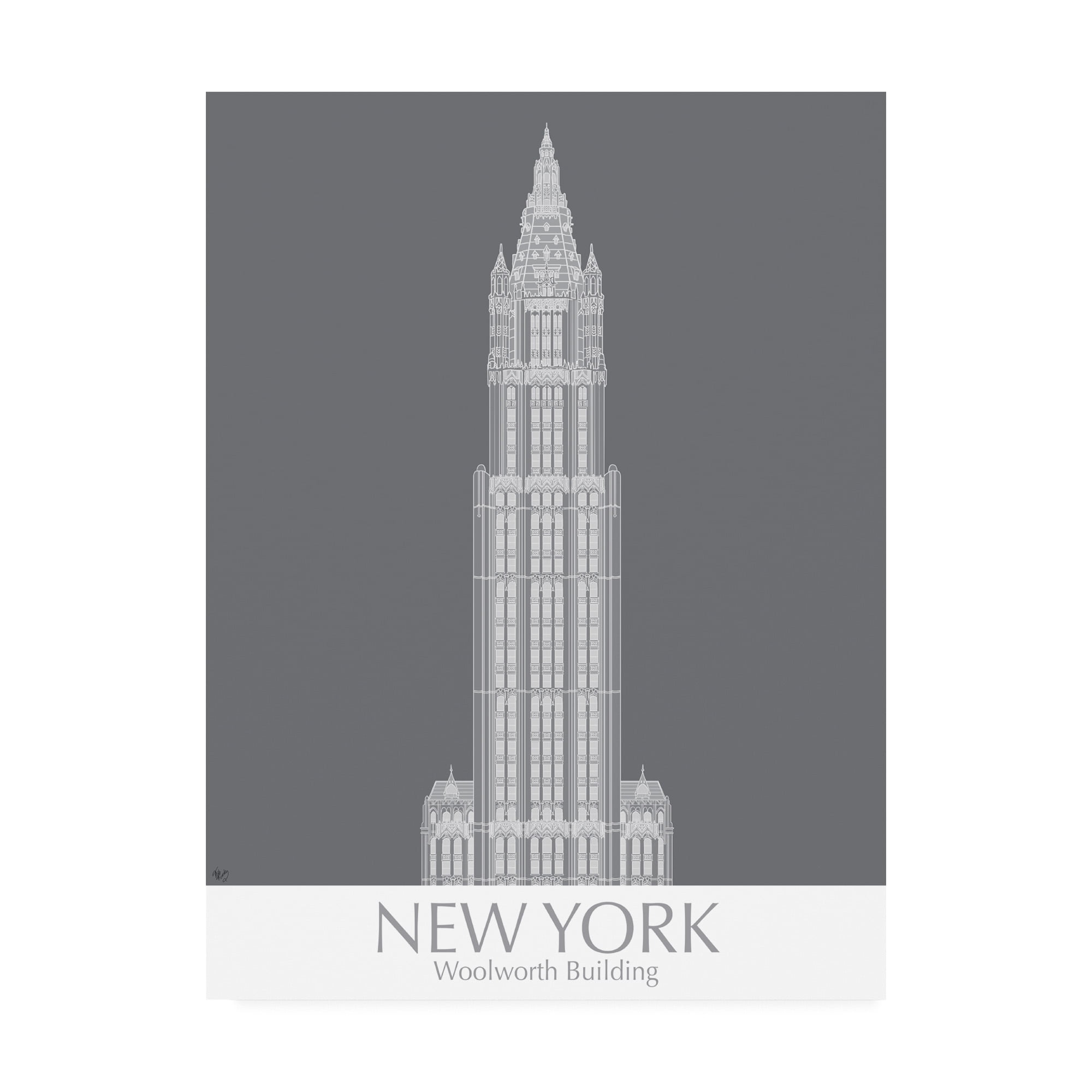 Trademark Fine Art 'New York Woolworth Building Monochrome' Canvas Art by Fab Funky