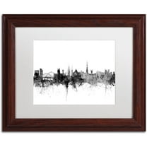 Trademark Fine Art "Newcastle England Skyline B&W" Canvas Art by Michael Tompsett, White Matte, Wood Frame