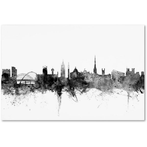 Trademark Fine Art "Newcastle England Skyline B&W" Canvas Art by Michael Tompsett
