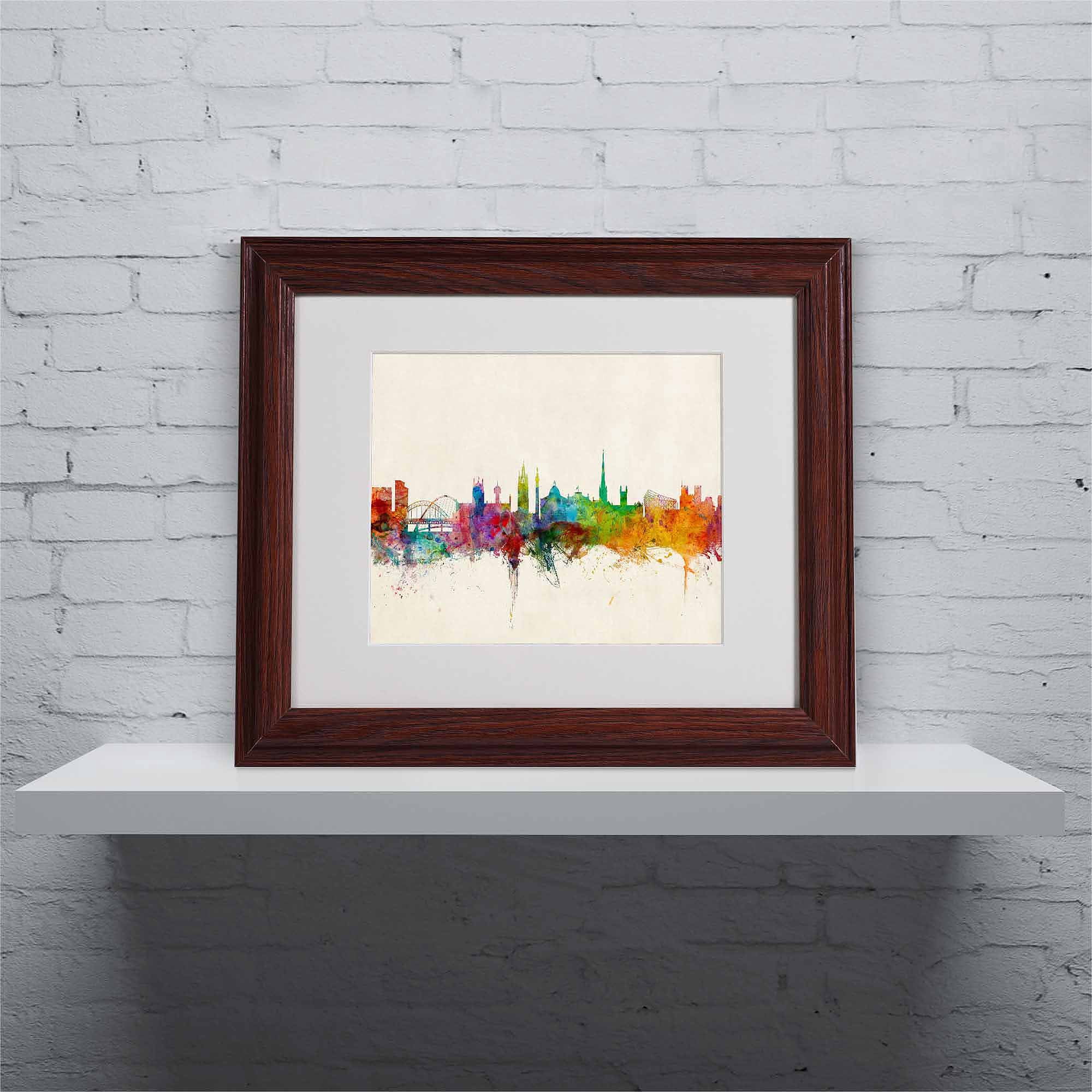 Trademark Fine Art "Newcastle England Skyline" Canvas Art by Michael Tompsett, Wood Frame
