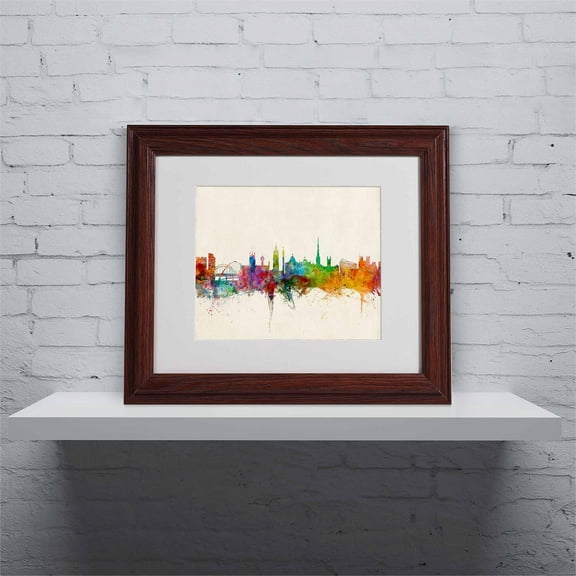 Trademark Fine Art "Newcastle England Skyline" Canvas Art by Michael Tompsett, Wood Frame