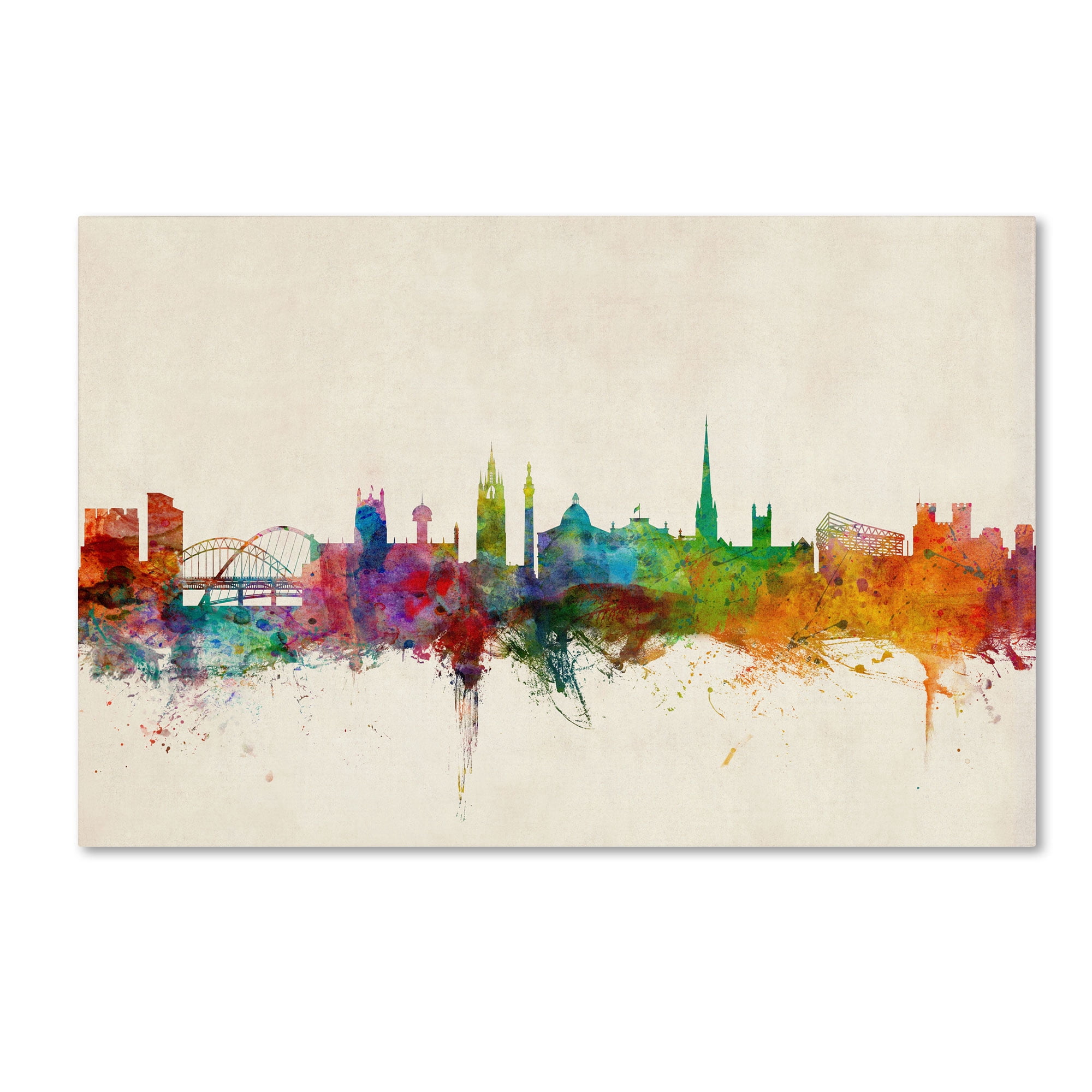 Trademark Fine Art "Newcastle England Skyline" Canvas Art by Michael Tompsett