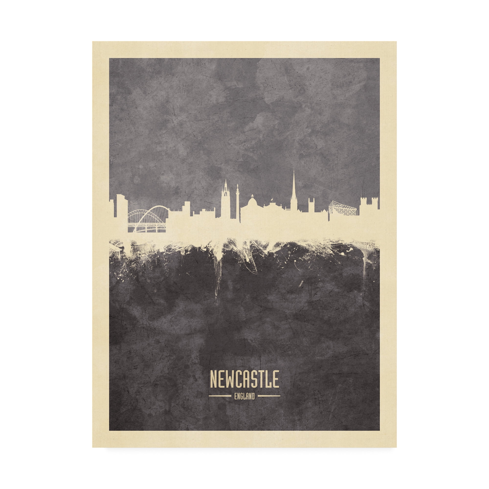 Trademark Fine Art 'Newcastle England Skyline Gray' Canvas Art by Michael Tompsett