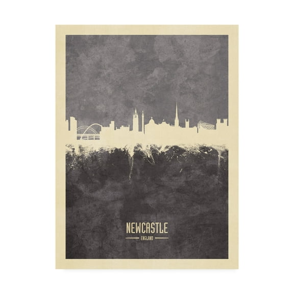 Trademark Fine Art 'Newcastle England Skyline Gray' Canvas Art by Michael Tompsett