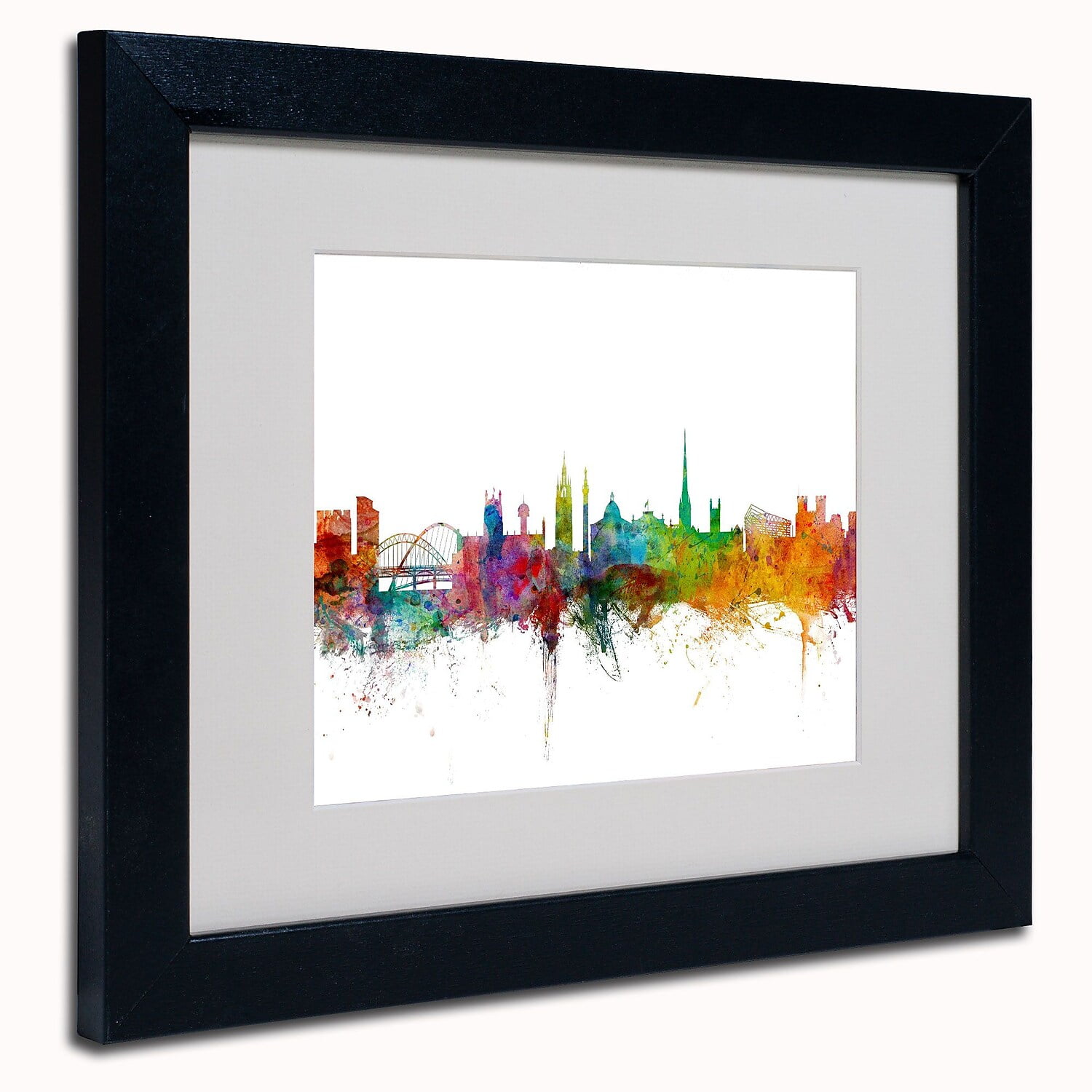 Trademark Fine Art "Newcastle England Skyline II" Canvas Art by Michael Tompsett, Black Frame