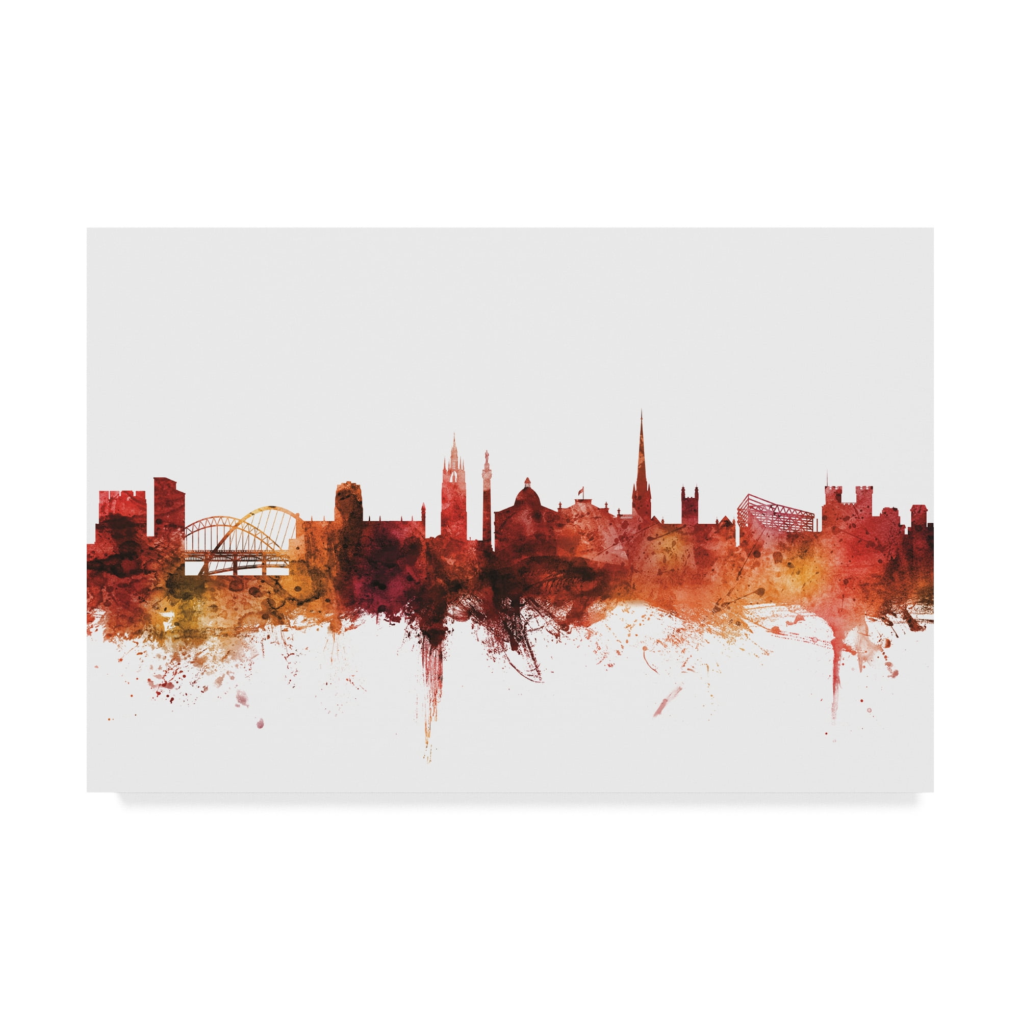 Trademark Fine Art 'Newcastle England Skyline Red' Canvas Art by Michael Tompsett