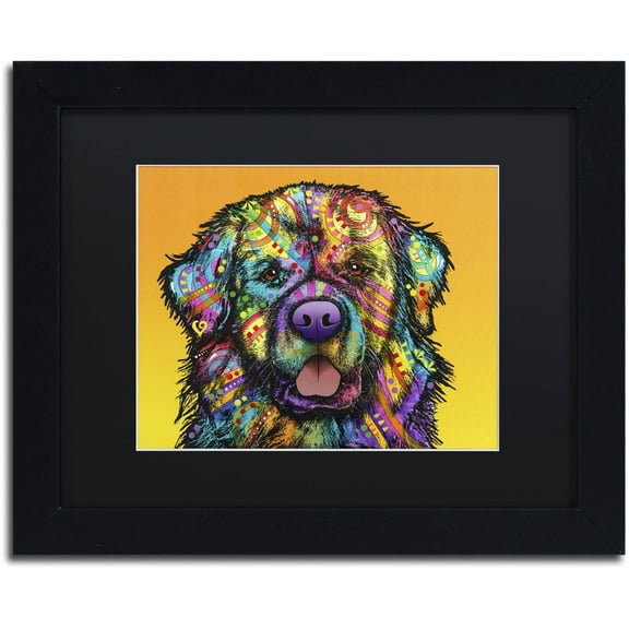 Trademark Fine Art 'Newfie' Canvas Art by Dean Russo, Black Matte, Black Frame