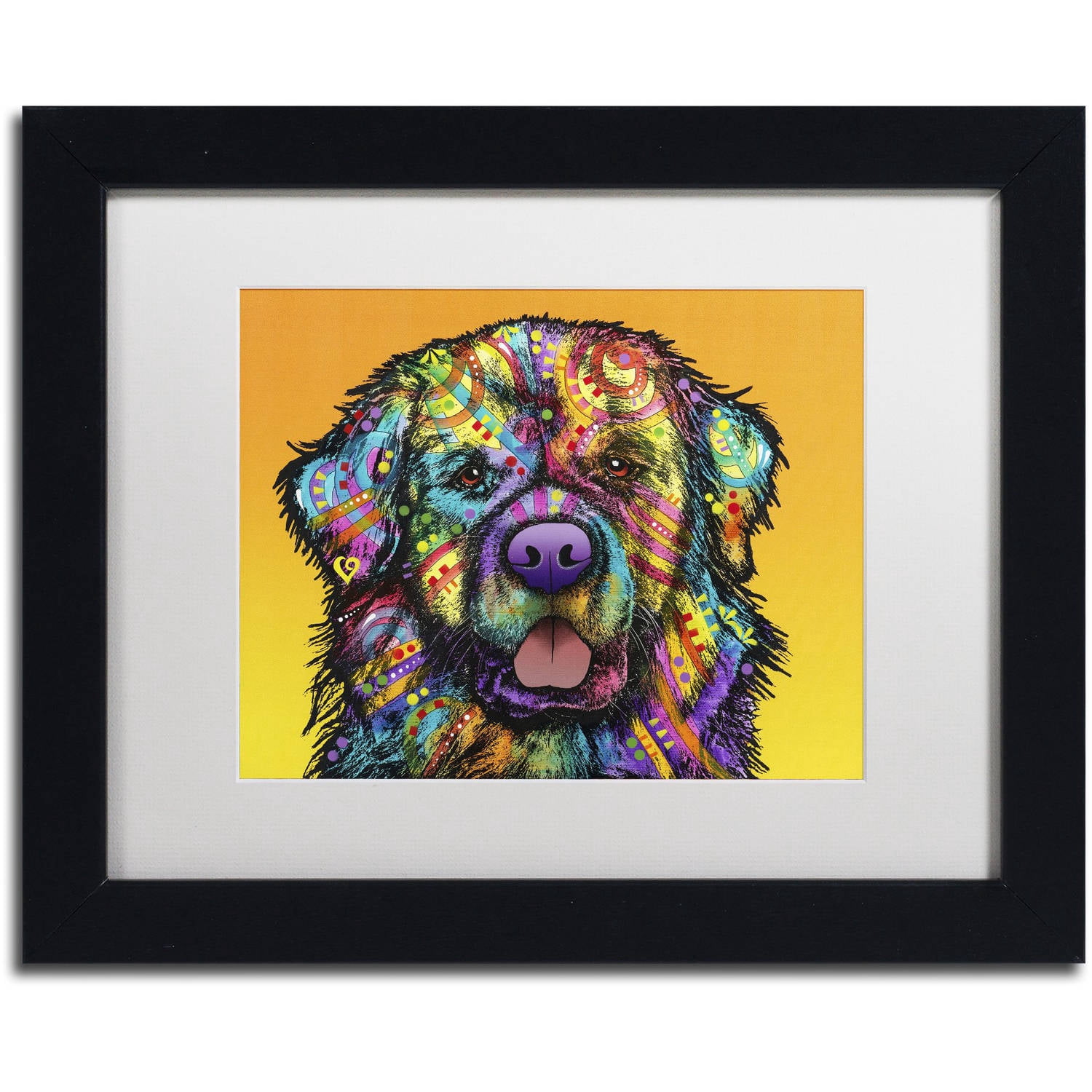 Trademark Fine Art 'Newfie' Canvas Art by Dean Russo, White Matte, Black Frame