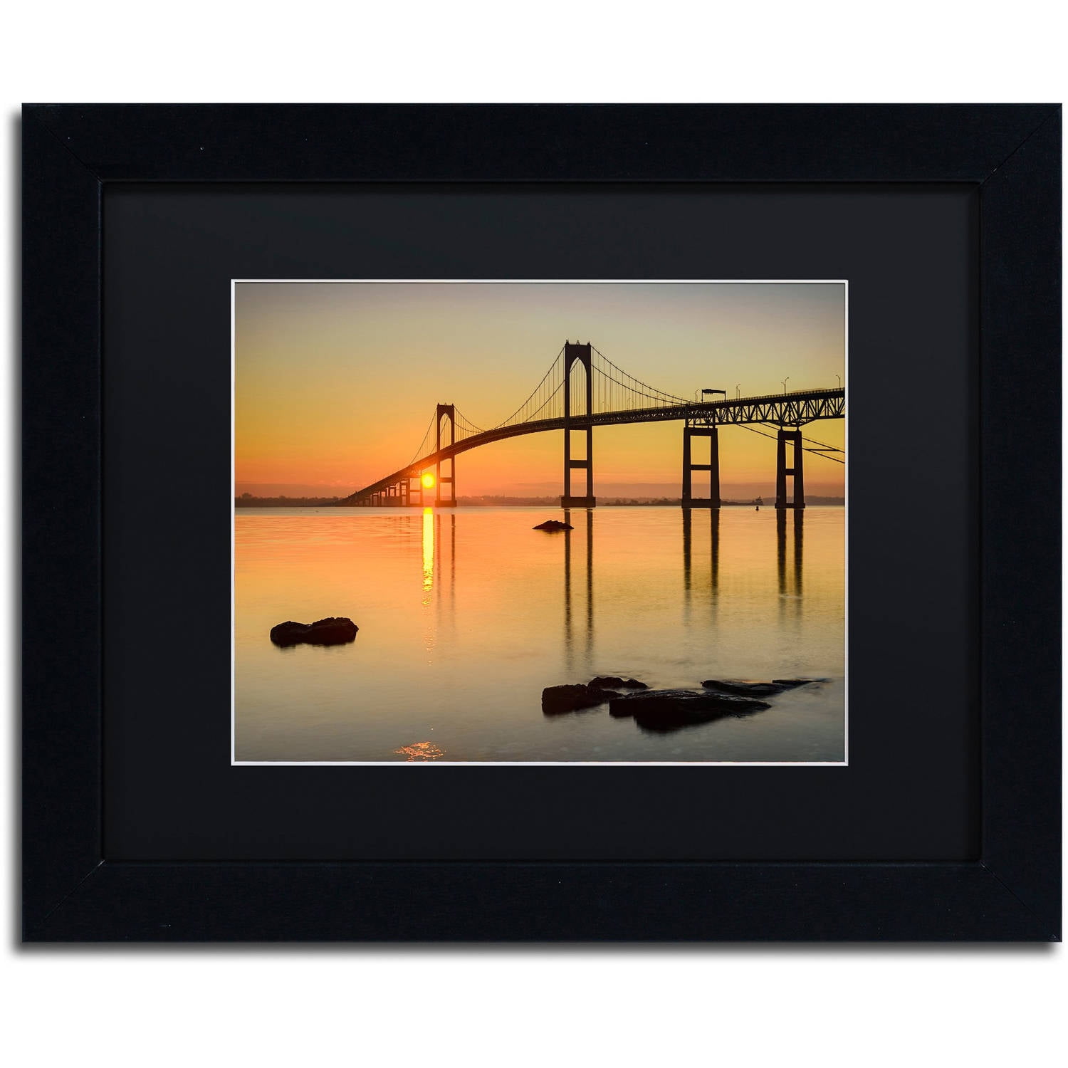 Trademark Fine Art "Newport Morning" Canvas Art by Michael Blanchette Photography Black Matte, Black Frame