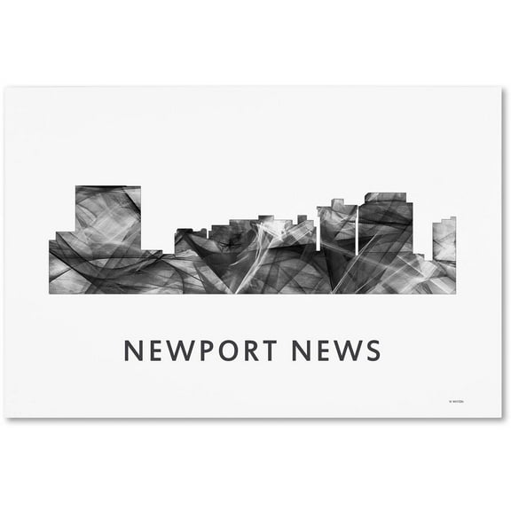 Trademark Fine Art 'Newport News Virginia Skyline WB-BW' Canvas Art by Marlene Watson