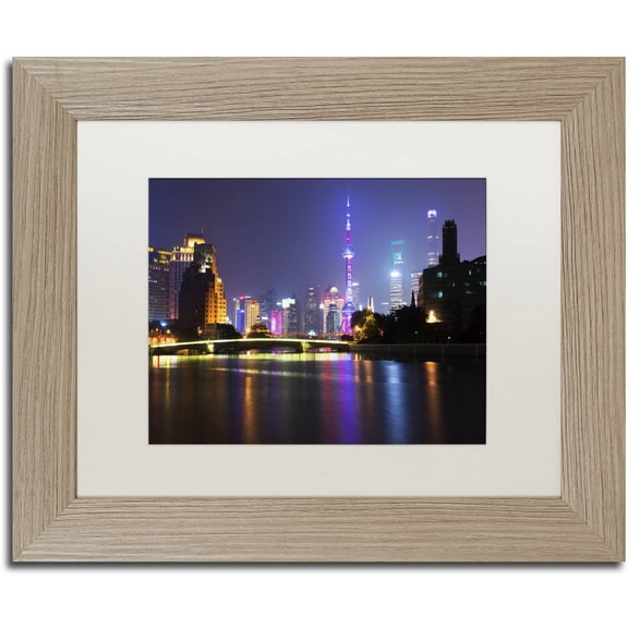 Trademark Fine Art "Night City" Canvas Art by Philippe Hugonnard, White Matte, Birch Frame