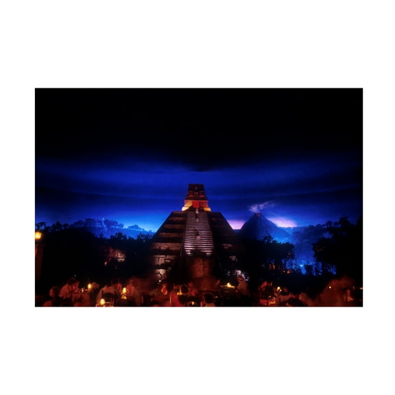 Trademark Fine Art 'Night Epcot Mayan Pyramid 2' Canvas Art by Robert K Jones