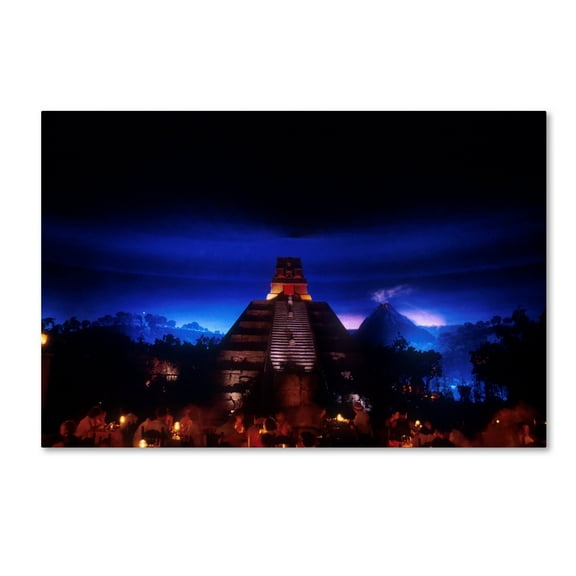Trademark Fine Art 'Night Epcot Mayan Pyramid 2' Canvas Art by Robert K Jones