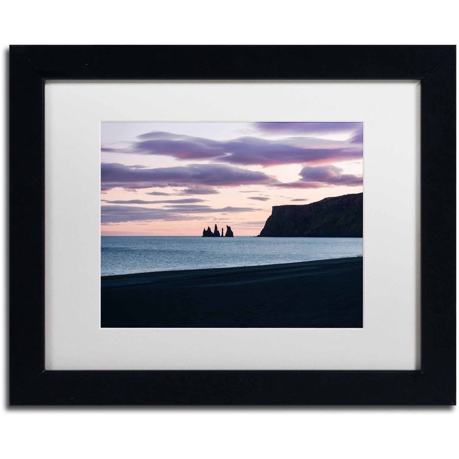 Trademark Fine Art 'Night Falls on Reynisdrangar' Canvas Art by Philippe Sainte-Laudy, White Matte, Black Frame