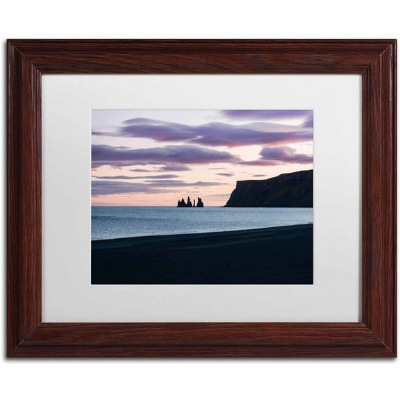 Trademark Fine Art 'Night Falls on Reynisdrangar' Canvas Art by Philippe Sainte-Laudy, White Matte, Wood Frame