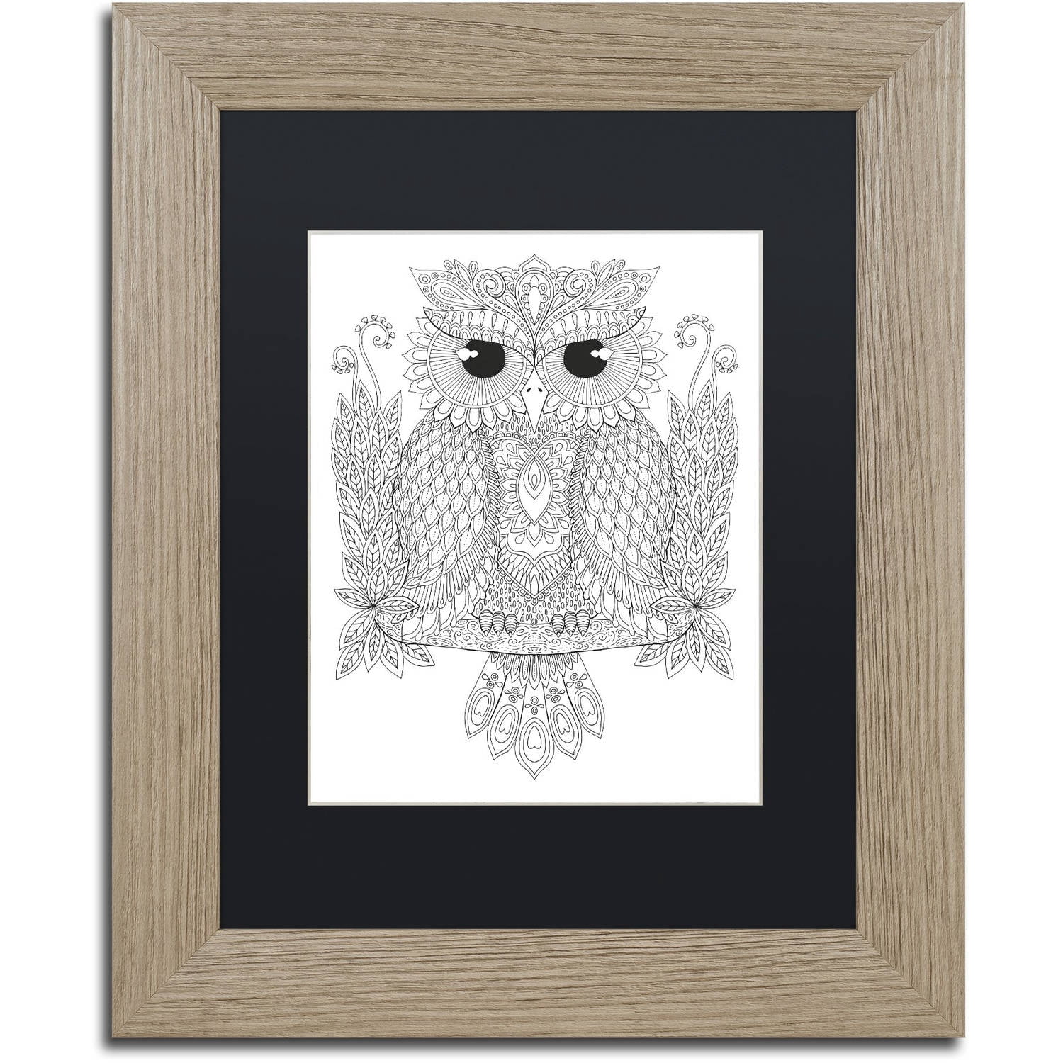 Trademark Fine Art "Night Owls 1" Canvas Art by Hello Angel, Black Matte, Birch Frame