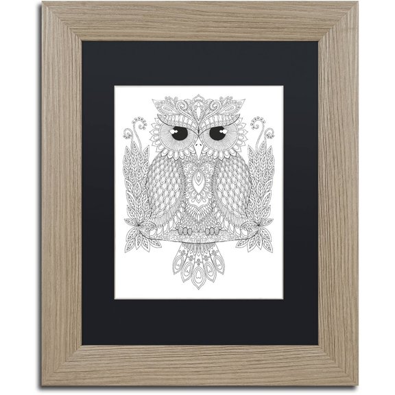 Trademark Fine Art "Night Owls 1" Canvas Art by Hello Angel, Black Matte, Birch Frame