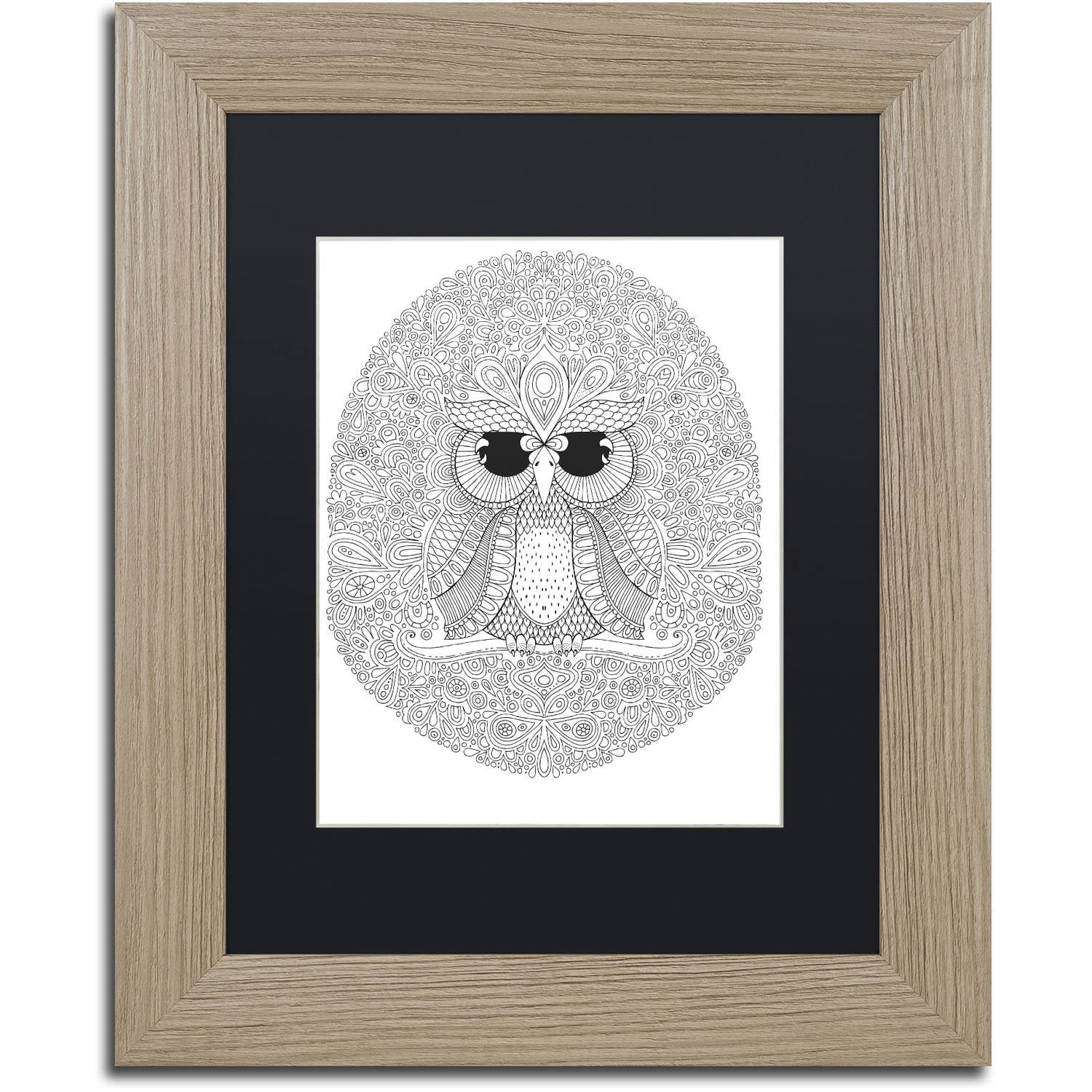 Trademark Fine Art "Night Owls 2" Canvas Art by Hello Angel, Black Matte, Birch Frame