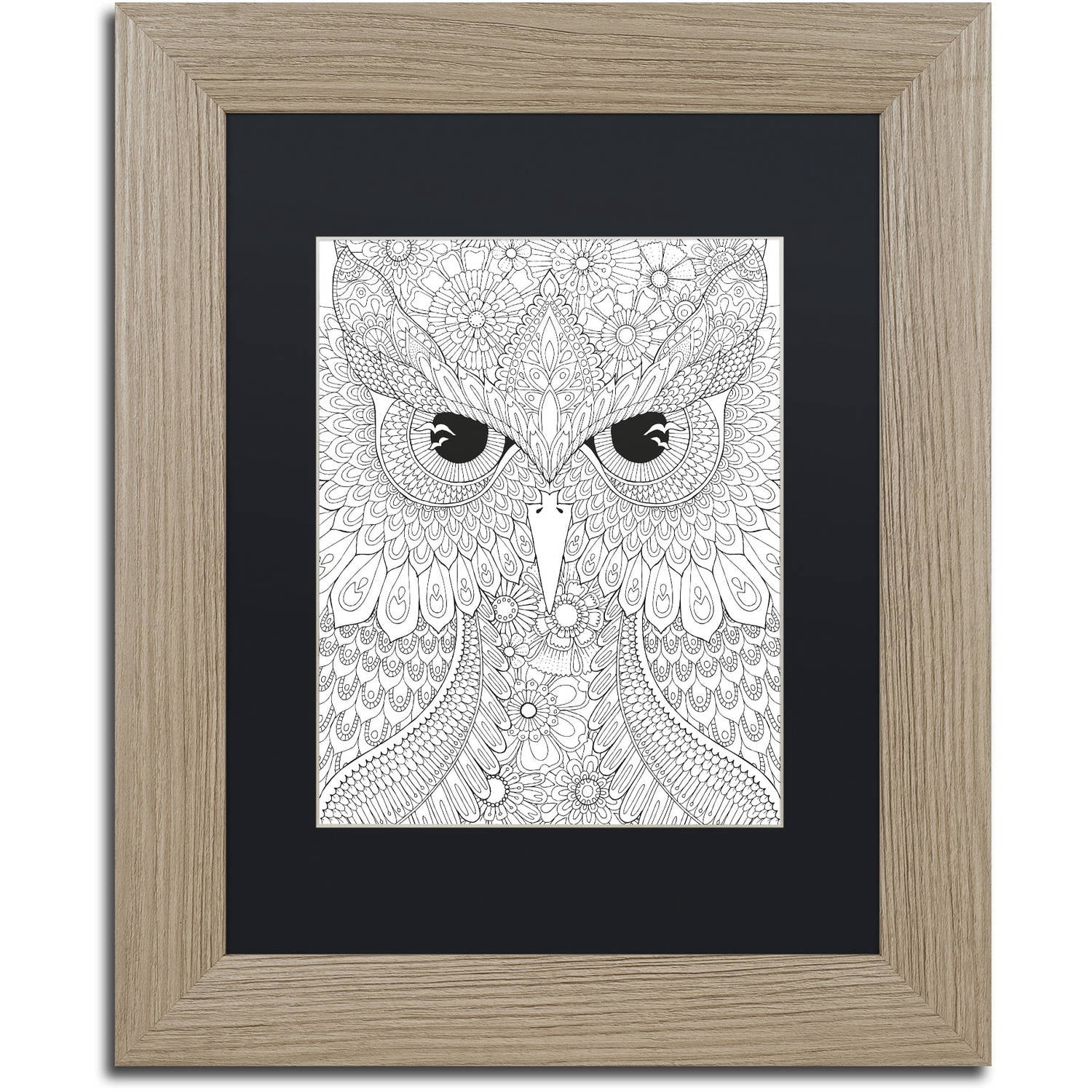 Trademark Fine Art "Night Owls 3" Canvas Art by Hello Angel, Black Matte, Birch Frame