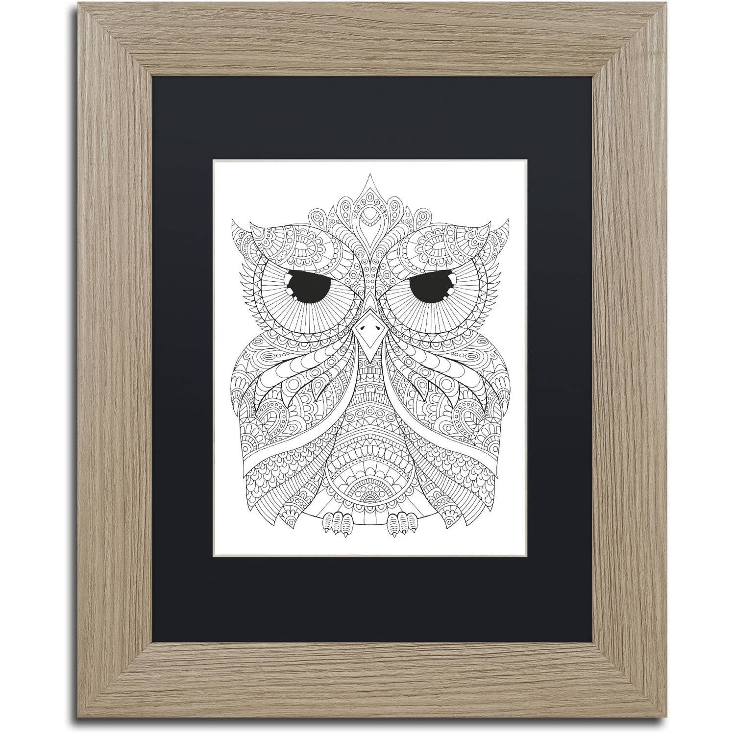 Trademark Fine Art "Night Owls 4" Canvas Art by Hello Angel, Black Matte, Birch Frame