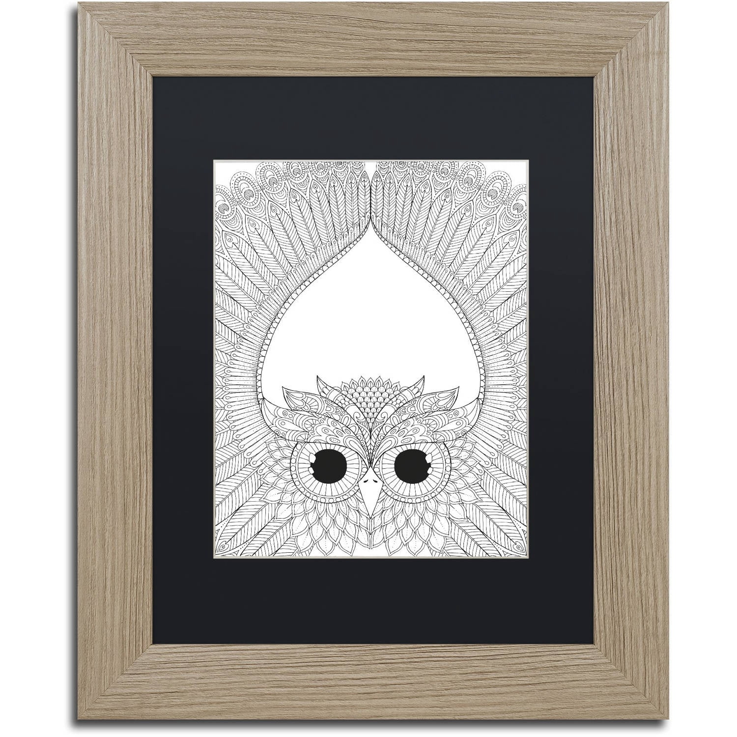 Trademark Fine Art "Night Owls 6" Canvas Art by Hello Angel, Black Matte, Birch Frame